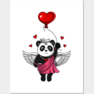 Panda Bear Love Heart Balloon Posters and Art